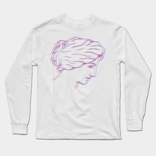 3D Face Illustration Long Sleeve T-Shirt